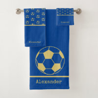 Monogram name Soccer Football Gold Blue