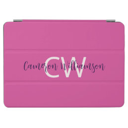 Monogram Name Sophisticated Solid Vibrant Pink iPad Air Cover