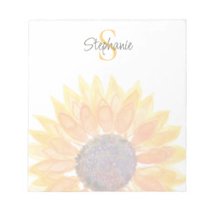 Monogram Name Sunflower  Notepad
