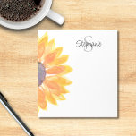 Monogram Name Sunflower Notepad<br><div class="desc">This floral personalized notepad is decorated with a yellow watercolor sunflower. 
Easily customizable with your name and monogram.
Use the Design Tool to change the text size,  style,  or color. 
As we create our artwork you won't find this exact image from other designers. Original Watercolor © Michele Davies.</div>