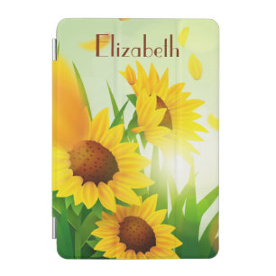 Monogram Name Sunflowers Yellow Green Floral  iPad Mini Cover