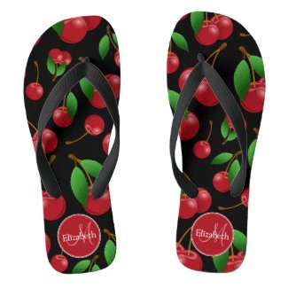 sweet summertime red cherries pattern fllip flops