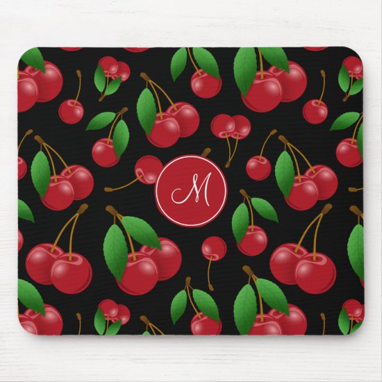 monogram name sweet summertime cherries patterned mouse pad