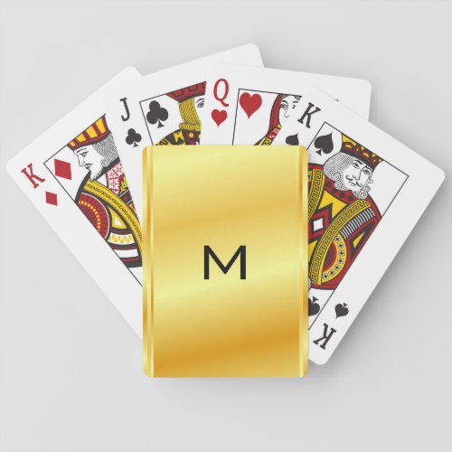 Monogram Name Template Modern Gold Metallic Look Poker Cards