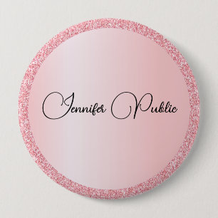 Monogram Name Template Rose Gold Glitter Look Huge Button