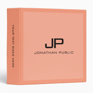 Monogram Name Template Trendy Apricot Solid Color 3 Ring Binder