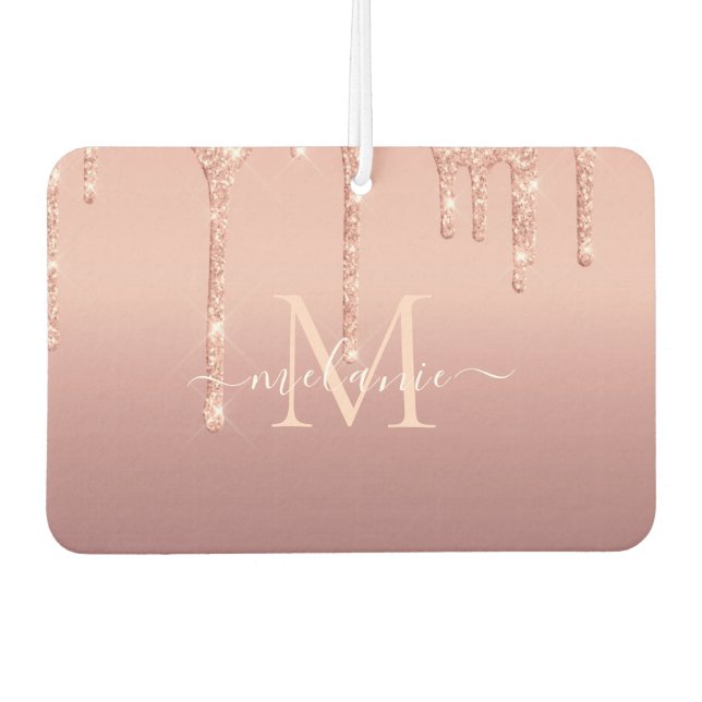 Monogram Name Text Rose Gold Air Freshener (Front)