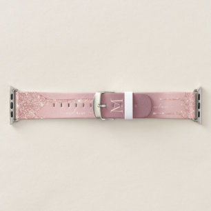 Monogram Name Text Rose Gold Blush Glitter Sparkle Apple Watch Band
