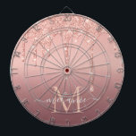 Monogram Name Text Rose Gold Blush Glitter Sparkle Dart Board<br><div class="desc">Monogram Name Text Rose Gold Blush Glitter Sparkle Personalized Birthday - Anniversary or Wedding Gift / Suppliest - Add Your Letter / Name - Text or Remove - Make Your Special Gift - Resize and move or remove and add text / elements with customization tool. Design by MIGNED. Please see...</div>