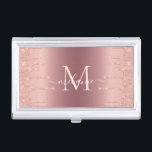 Monogram Name Text Rose Gold Business Card Case<br><div class="desc">Business Card Cases with Monogram Rose Gold Blush Glitter Sparkle Personalized Birthday - Anniversary or Wedding Gift / Suppliest - Add Your Letter or Remove - Make Your Special Business Card Case Gift - Resize and move or remove and add text / elements with Customization tool. Choose fonts / size...</div>