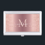 Monogram Name Text Rose Gold Business Card Case<br><div class="desc">Business Card Cases with Monogram Rose Gold Blush Glitter Sparkle Personalized Birthday - Anniversary or Wedding Gift / Suppliest - Add Your Letter or Remove - Make Your Special Business Card Case Gift - Resize and move or remove and add text / elements with Customization tool. Choose fonts / size...</div>