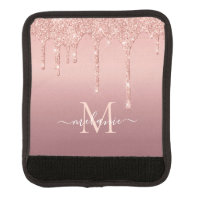 Monogram Name Text Rose Gold Luggage Handle Wrap