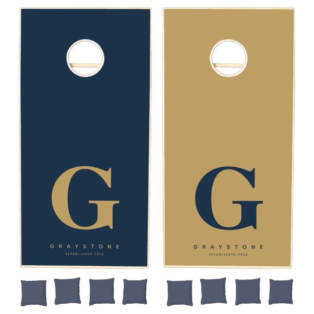 Monogram Name Turquoise & Gold Cornhole Set (Set)