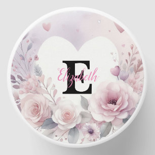 Monogram name Valentine hearts floral watercolor Mini Candle Favors