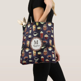 Monogram Name Venti Coffee Lover Tote Bag