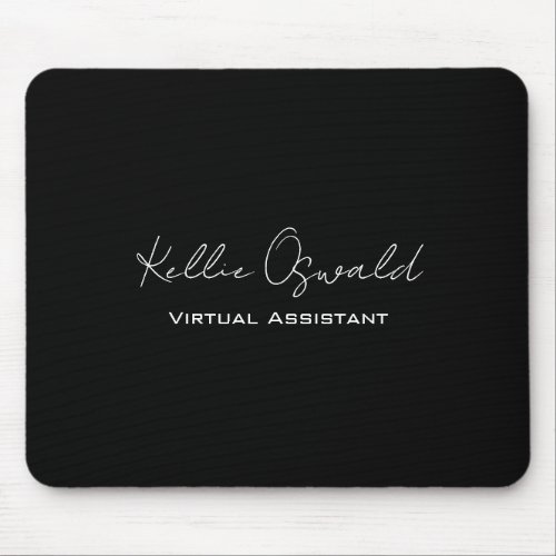 Monogram Name Virtual Assistant Black and White Mouse Pad