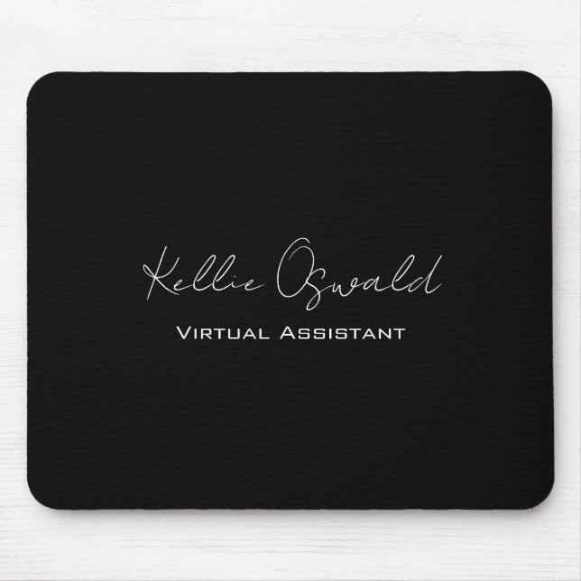 Monogram Name Virtual Assistant Black and White Mouse Pad (Front)