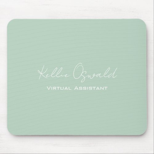 Monogram Name Virtual Assistant Light Green White Mouse Pad