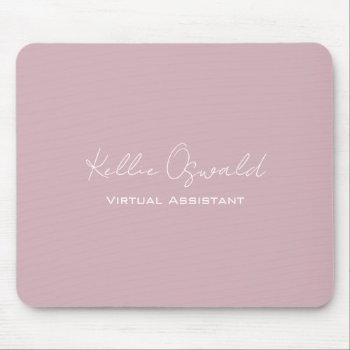 Monogram Name Virtual Assistant White Rose Pink Mouse Pad