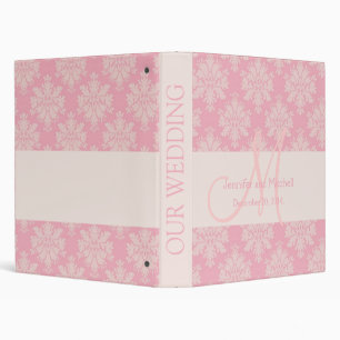 Monogram Name Wedding Pink Damask Planner Binders