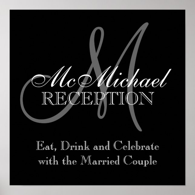 Monogram Name Wedding Reception Sign (Front)