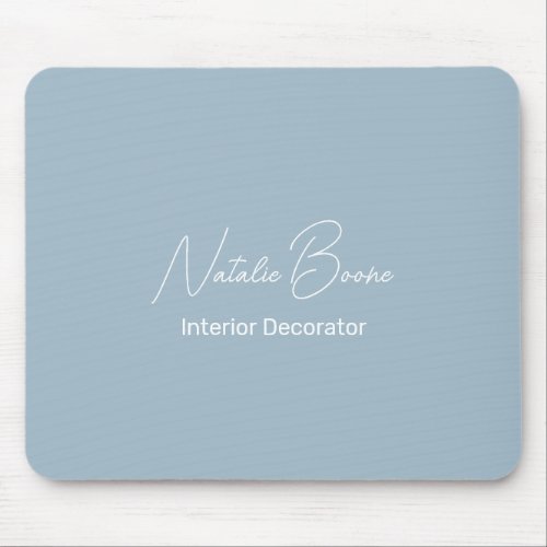 Monogram Name White Light Blue Interior Decorator Mouse Pad