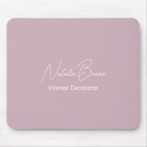 Monogram Name White Pastel Pink Interior Decorator Mouse Pad