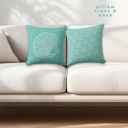 Monogram Name White Sea Shell Pattern Beach House
