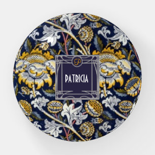 Monogram Name William Morris Floral Paperweight