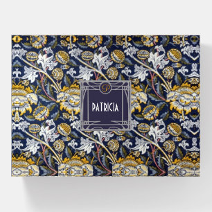 Monogram Name William Morris Floral Rectangle Pape Paperweight