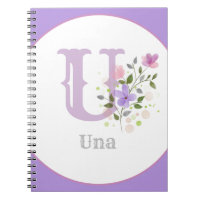 Monogram & Name with Flowers Notebook