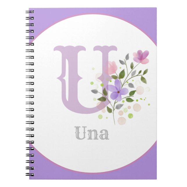 Monogram & Name with Flowers Notebook (Front)