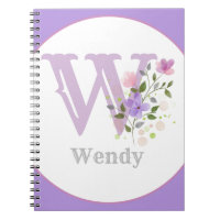 Monogram & Name with Flowers Notebook