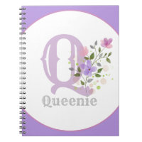 Monogram & Name with Flowers Notebook