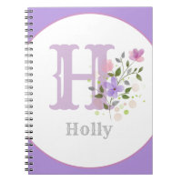 Monogram & Name with Flowers Notebook