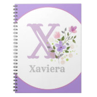 Monogram & Name with Flowers Notebook