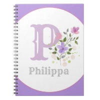 Monogram & Name with Flowers Notebook
