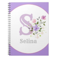Monogram & Name with Flowers Notebook