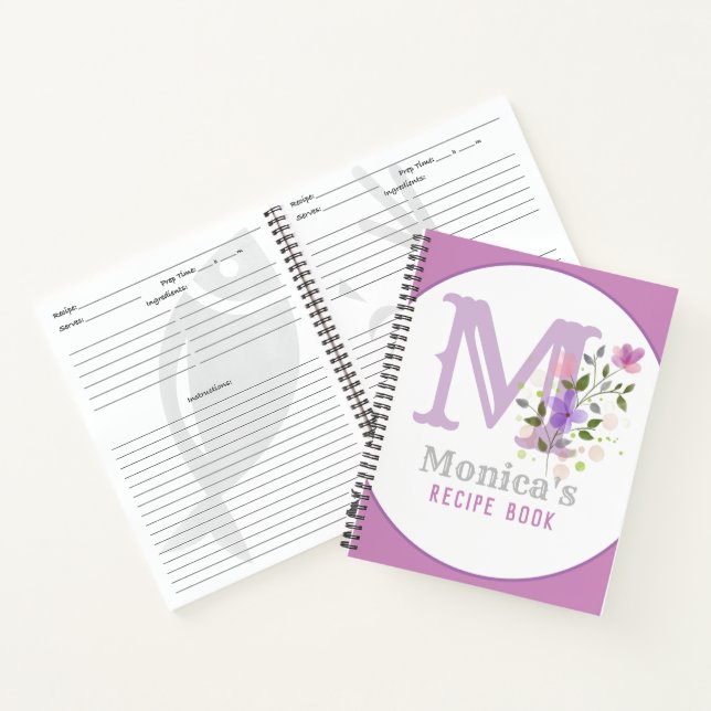 Monogram & Name with Flowers Notebook (Inside)