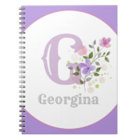 Monogram & Name with Flowers Notebook