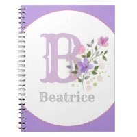 Monogram & Name with Flowers Notebook