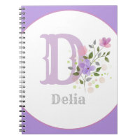 Monogram & Name with Flowers Notebook