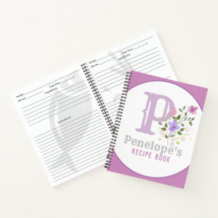 Monogram & Name with Flowers Notebook