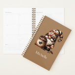 Monogram Name Year Coffee Gnome Brown White Yearly Planner