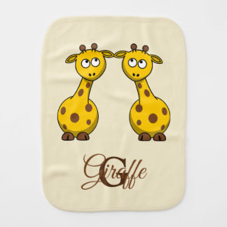 Monogram Name Yellow Baby Giraffe cute Burp Cloth