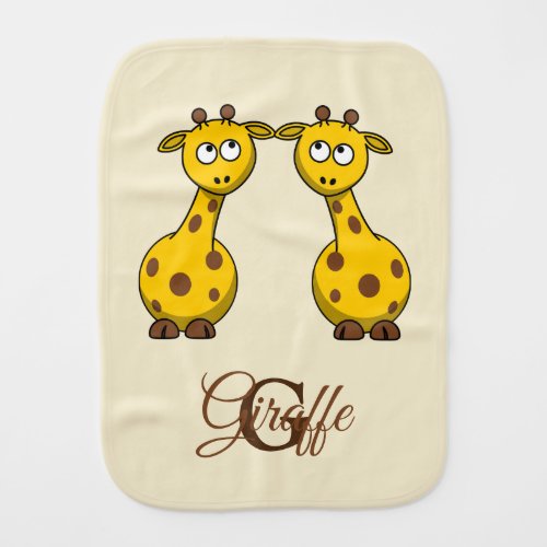 Monogram Name Yellow Baby Giraffe cute Burp Cloth
