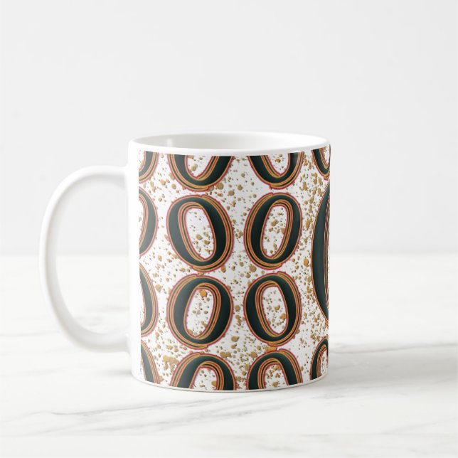 Monogram Name Yellow Green Red Spotted Whimsical  Coffee Mug (Left)
