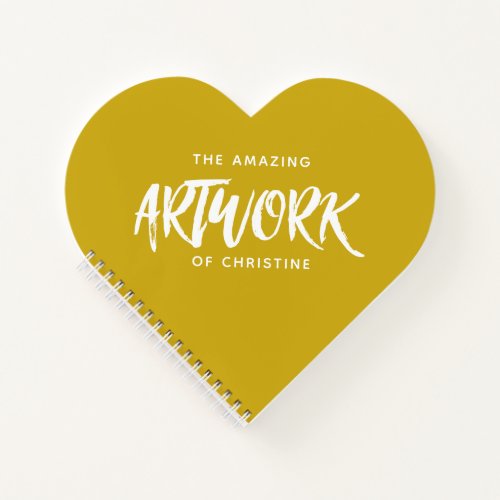 Monogram Name Yellow Heart Artist Sketchbook Notebook