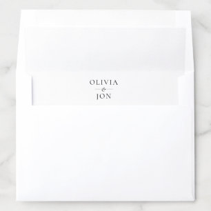 Monogram Names Black and White Wedding Envelope Liner