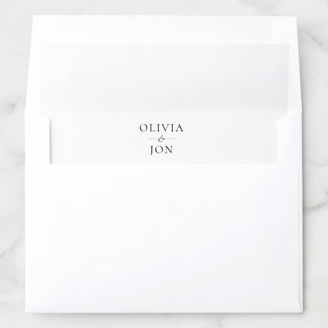Monogram Names Black and White Wedding Envelope Liner (In Envelope)